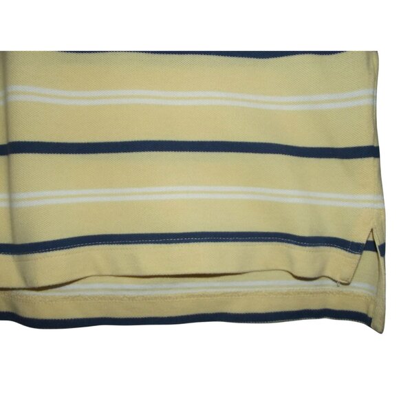 St John's Bay Polo Shirt Mens Large Yellow Blue White Striped Pique short sleeve - Picture 3 of 7